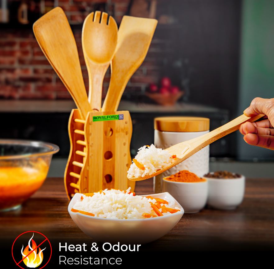 5 قطع من أدوات المطبخ المصنوعة من الخيزران مقاس 1 × 60