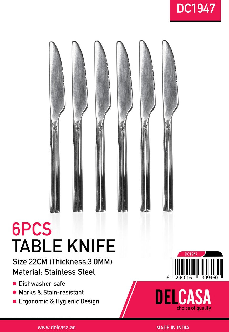 '6Pc SS Table Knife 1X48
