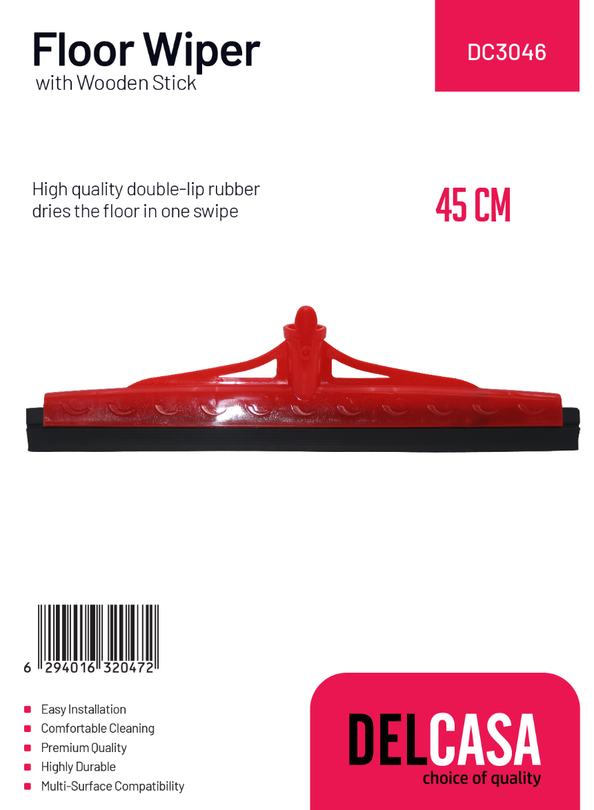 Floor Wiper with Long Wooden Stick