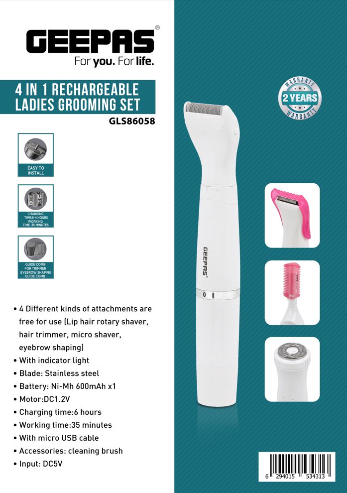 4 In 1 Lady's Grooming Set-GEEPAS-MODEL-GLS86058
