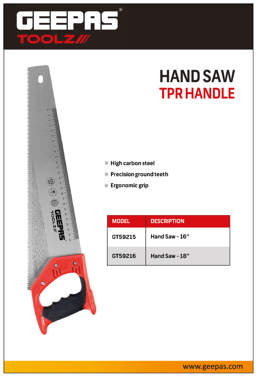 Hand Saw 16" TPR Handle 1X60