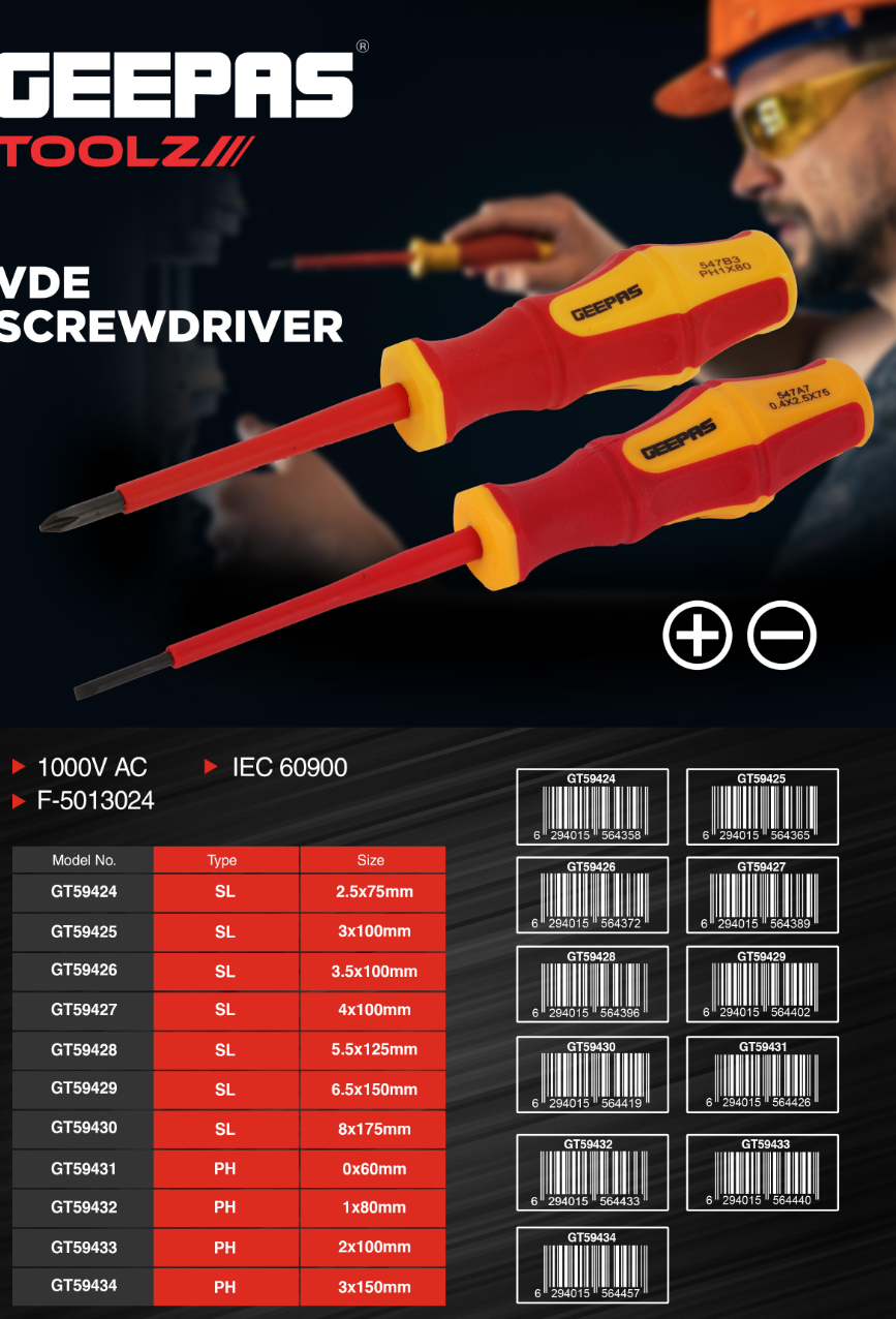 VDE Screwdriver SL 2.5x75mm 1x360