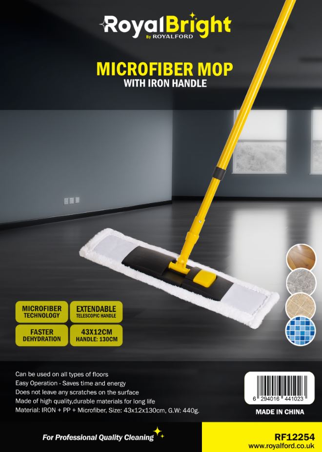 ممسحة أرضية من الألياف الدقيقة بمقبض حديدي