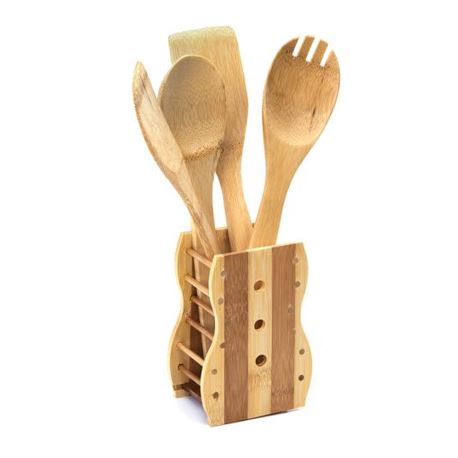 5 قطع من أدوات المطبخ المصنوعة من الخيزران مقاس 1 × 60