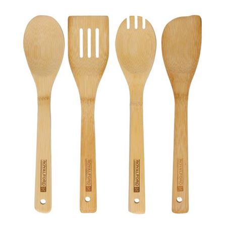 '4 قطع من أدوات المطبخ المصنوعة من الخيزران الكربوني