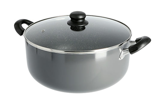 قدر طهي غير لاصق بقطر 24 سم مع غطاء زجاجي