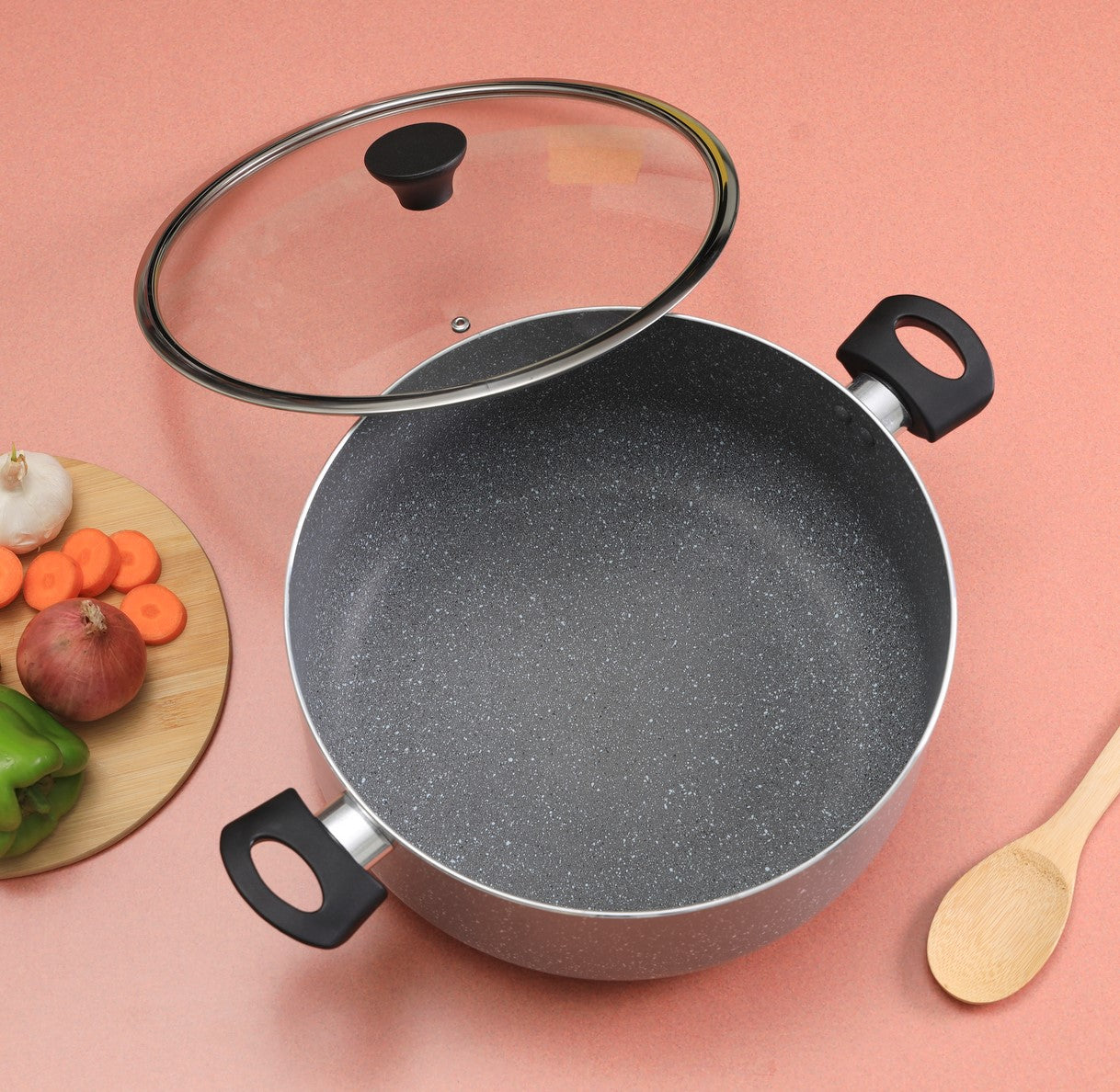 طاجن جرانيت مغلف بغطاء زجاجي مقاس 24 سم (1×4)