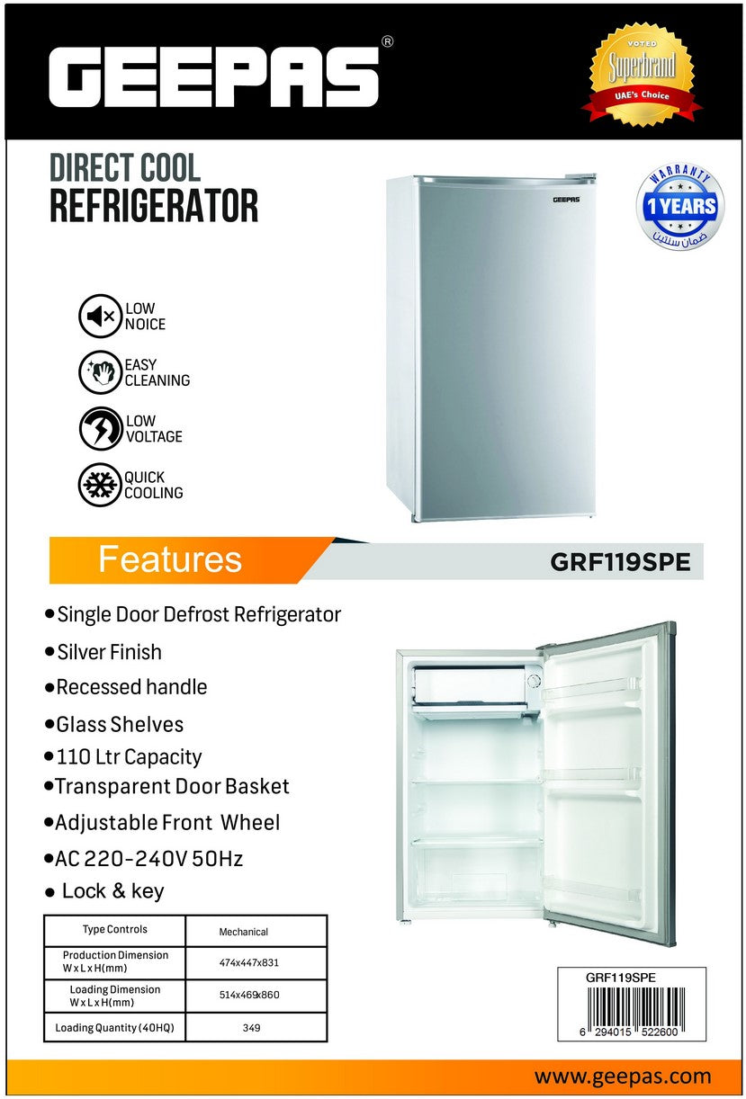 Sarincokeke Derî ya Yekane ya 110L ya Rasterast