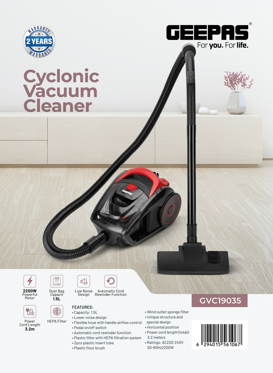 مكنسة كهربائية إعصارية بقوة 2200 واط