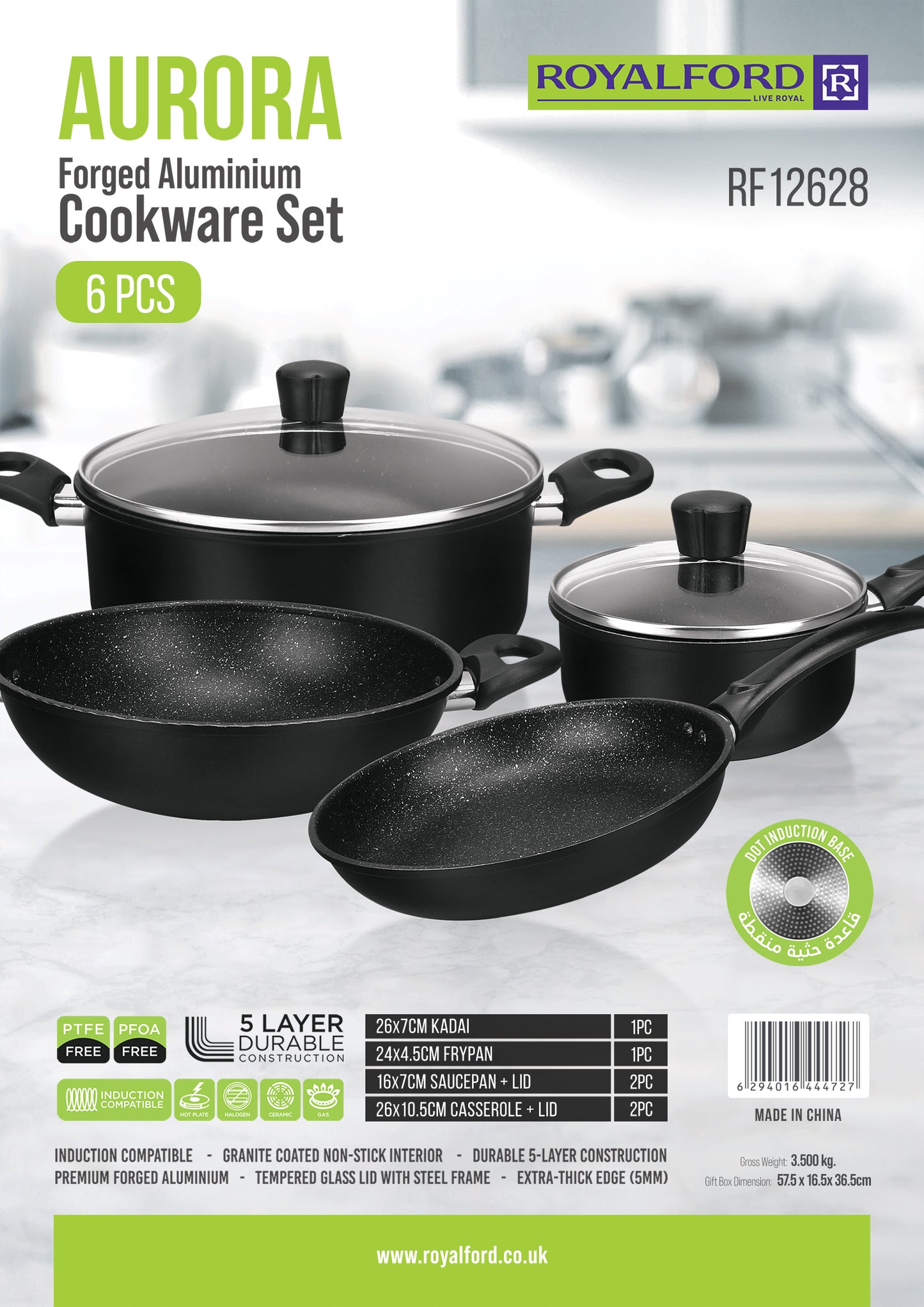 Aurora 6-piece Forged Aluminum Cookware Set