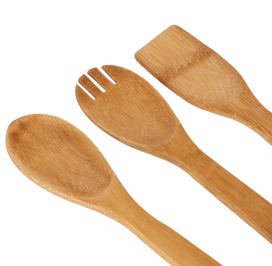 مجموعة أدوات مطبخ من الخيزران مكونة من 3 قطع